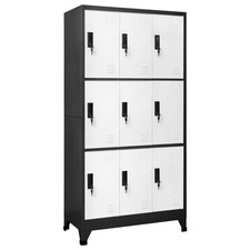 Image of Locker Cabinet Anthracite and White 90x45x180 cm Steel
