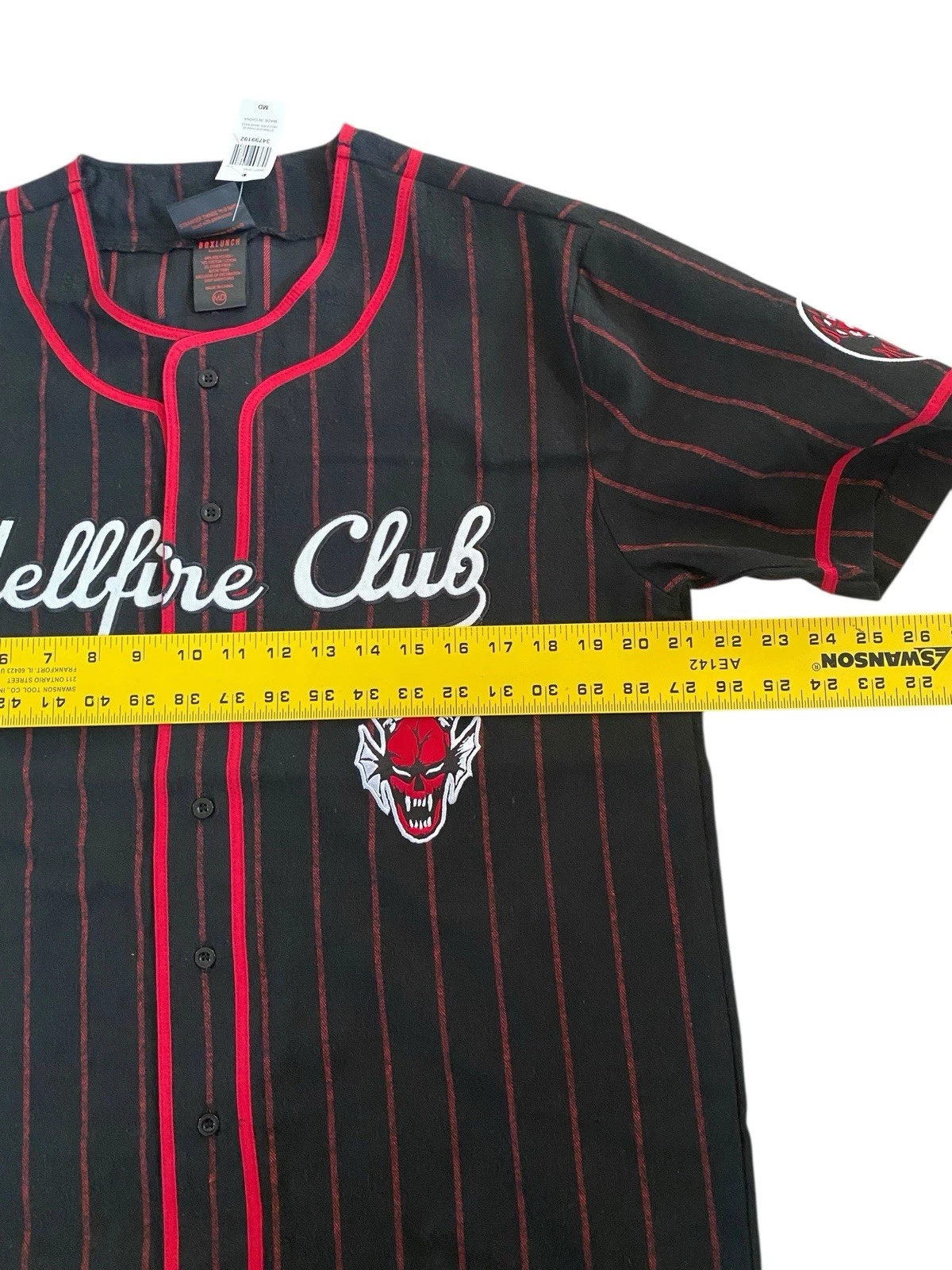 Stranger Things Hellfire Club Striped Baseball Jersey