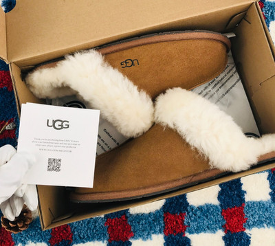 UGG Women's Scuffette II Suede Chestnut Slippers,Woolen Warm Slippers(Authentic)