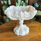 Vintage  Portieux Vallerystahl Milk Glass Scalloped Edge Compote Bowl France 6x6