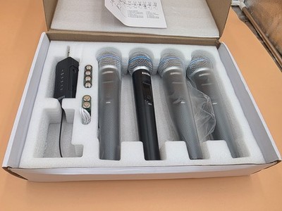 ealsem ES-384 4-CH UHF Wireless Microphone System 4 Handheld Mics Karaoke Stage