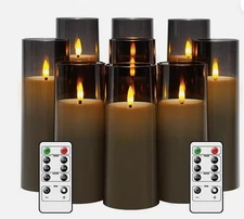 Flickering Flameless Candles Battery Operated  With Remote Pack of 9 KAKOYA 
