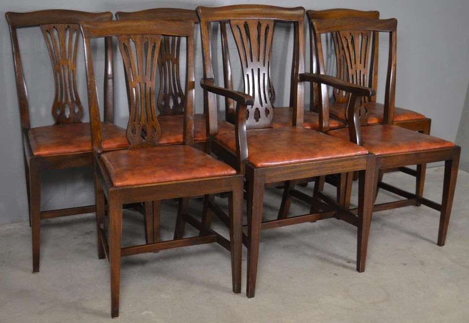 Juego de siete sillas de comedor antiguas de caoba maciza estilo Hepplewhite #21935 Foto 2 de 4