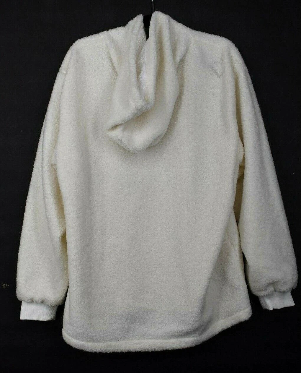 OFF WHITE Felpa con cappuccio Elite Drip donna manica lunga a costola cerniera canguro tasca pelliccia sintetica XL