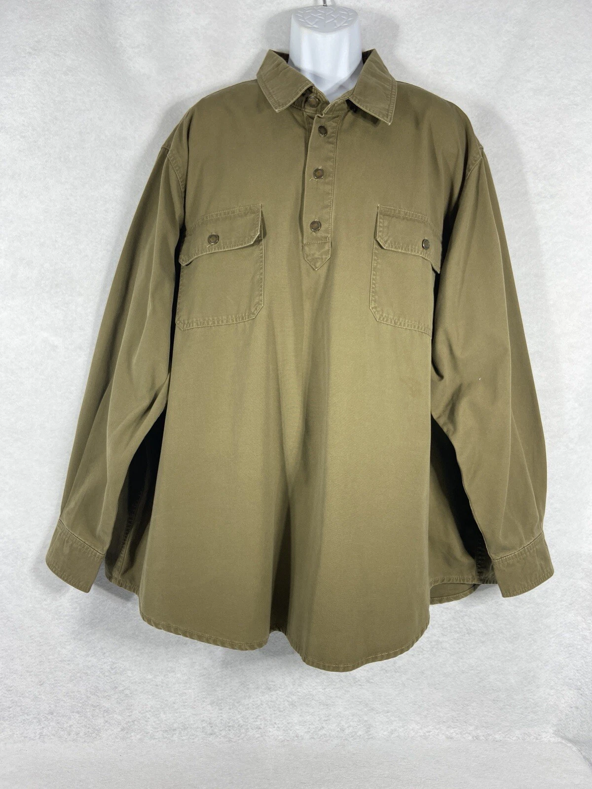 Boulder Creek Shirt Mens 3XL Green Long Sleeve 1/4 Button Pullover
