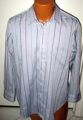 MEN'S GEOFFREY BEENE STRIPE LONG SLEEVE SHIRT "PINPOINT OXFORD"16 1/2 32/33 - Picture 2 of 3