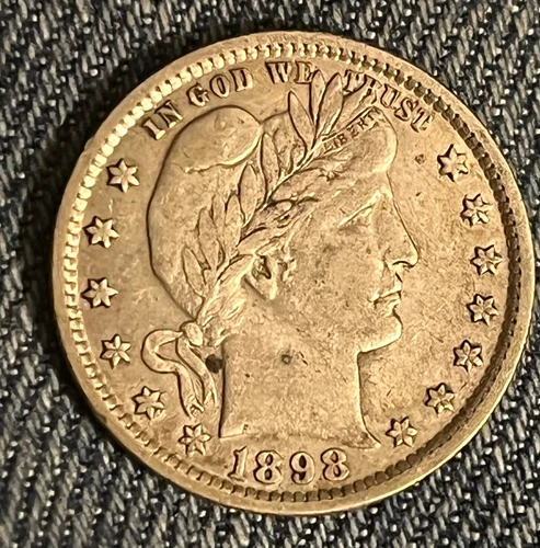 1898 barber Quarter , nice XF / AU