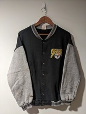 Vintage 90s Pittsburgh Steelers NFL Football Black Gray X-Large Varsity Jacket