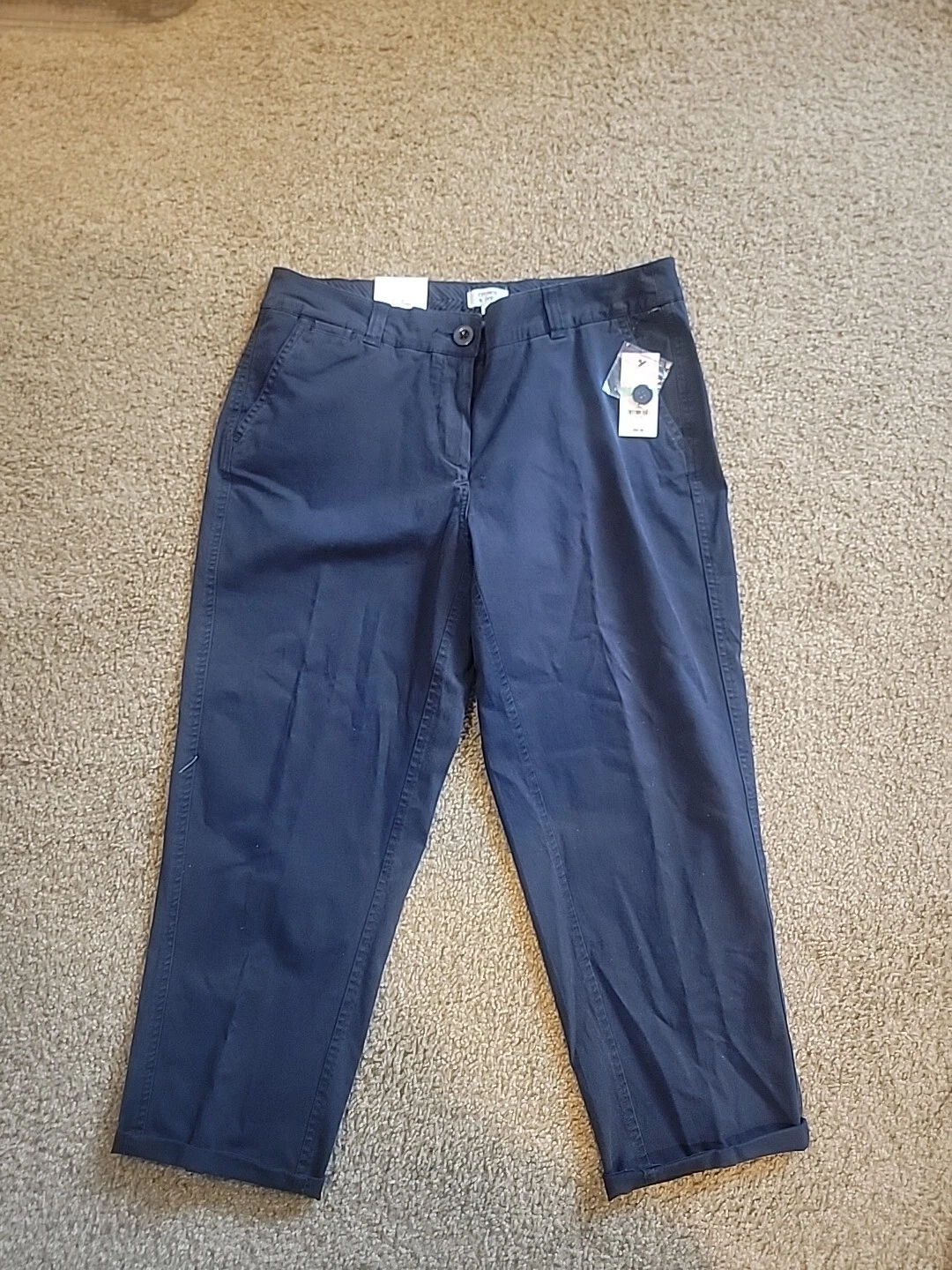 NWT Crown & Ivy Womens Capri Pants Navy Blue Essentials Size 8