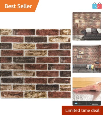 Waterproof Faux Brick Wallpaper - 52.5 Sq.Ft Peel and Stick Panels, Easy Install