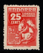 Andorra Spanish Post 1949 25c Squirrel Express Post SGEE54 Mint