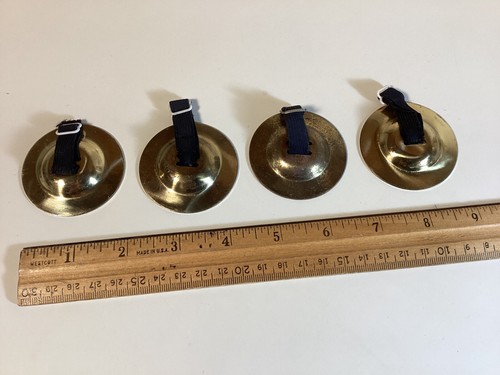 2 Pairs Belly Dancing Zills / Finger Cymbals - Solid Brass - With Carrying Case - Picture 5 of 9