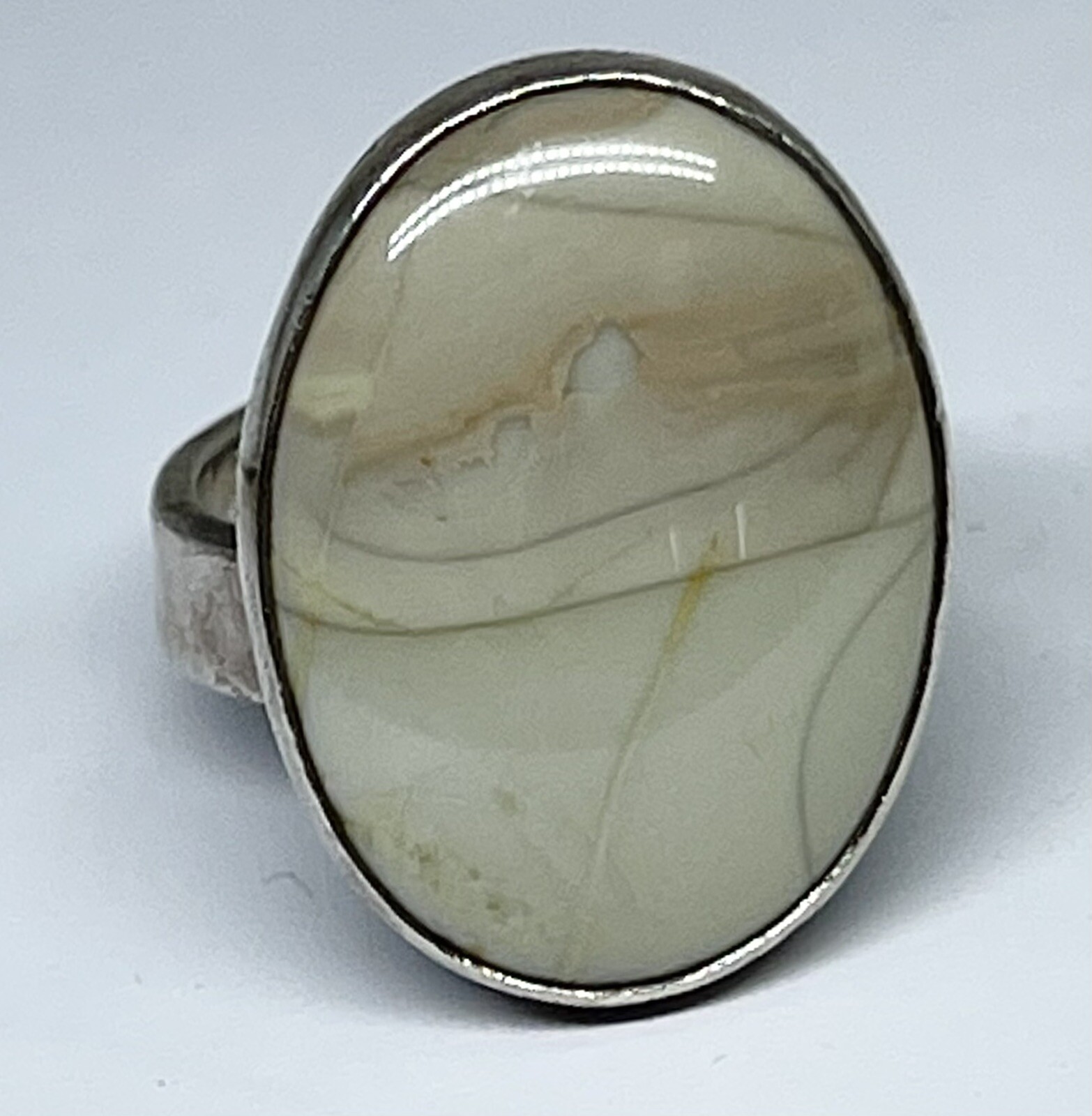 Sterling Silver Agate Adjustable Ring signed Mich… - image 1