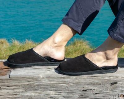 Natural Genuine Sheepskin Mule Mens Luxury Slippers Shoes Warm Size UK  /12 UK