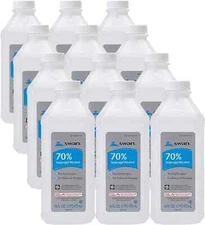 12 Bottles Swan Isopropyl Rubbing Alcohol 70% 16 fl. oz.