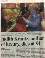 JUDITH KRANTZ 1928 - 2019 NÉCROLOGIE AUTEUR DU LUXE LES BIJOUX DE TESSA KENT