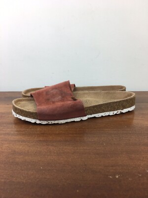Biostep Suede Leather Comfort Cork Footbed Slide Sandals