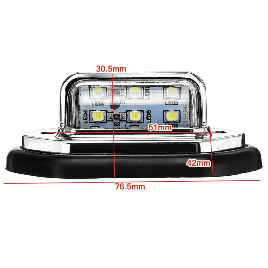 2pcs 6 LED Universal Black License Plate Tag Lights Lamp for Truck Trailer SUV - Image 4 of 4