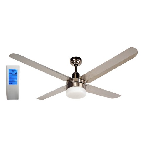 Blizzard 52" Stainless Steel Ceiling Fan with Light and White Touch Pad Remote - Picture 3 of 3