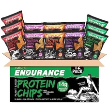 Natural Endurance Protein Chips - Low Carb Chips High Protein Snack Vegan Pro...