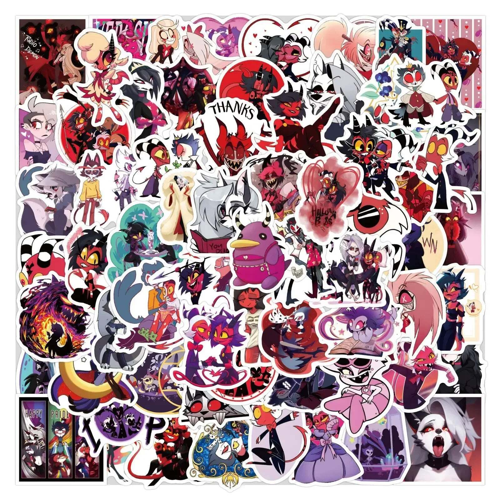 60/120Pcs Helluva Boss Cartoon Sticker Packs