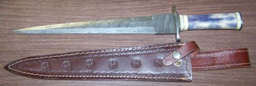 Arabian Jambiya Dagger w/Damascus Blade, Hilt & Pommel Cap, Camel Bone Handle