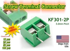KF301-2P       2 Pole 5mm Pitch PCB Mount Screw Terminal Block - GREEN