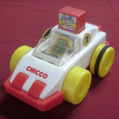 CHICCO vtg Push  n' Go #2 racecar toy Italy plastic 1970s rally racer car 1:24