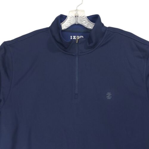 NWT Izod Golf Shirt Mens XL Navy Blue Long Sleeve 1/4 Zip Mock Neck Activewear - Picture 2 of 15