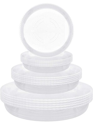 15 pack clear plant saucers 3 different sizes