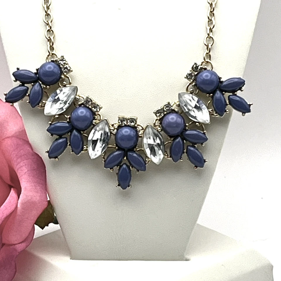 Etc! Collar púrpura blanco cadena tono oro renacimiento egipcio Foto 3 de 4