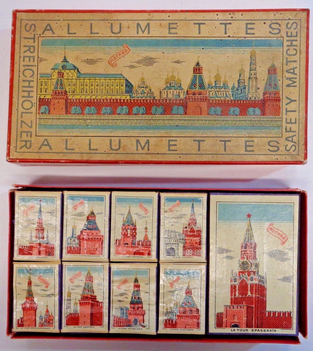 Rare Full Box Case French ALLUMETTES SAFETY MATCHES Mockba
