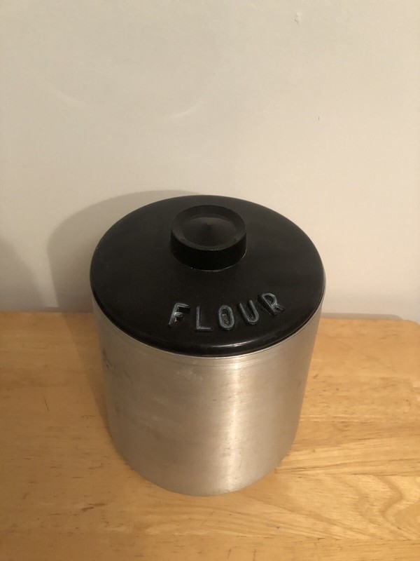 Vintage Kromex Aluminum Flour Kitchen Counter Canister Jar Container