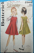 Girls Dress Pattern Butterick 2962 Skimmy Coordinates Dress Jumper Top SZ6 VTG