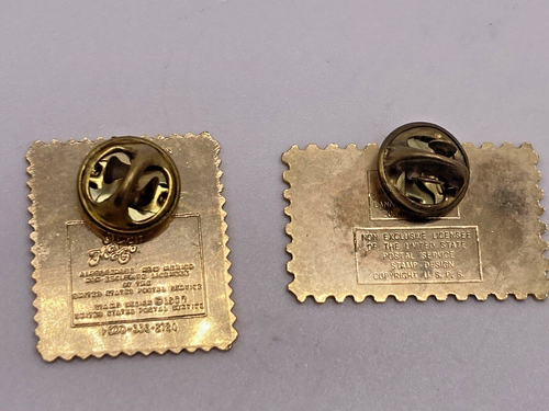 USPS Postal Stamp Pins -Christmas 1981 & 1987 vintage 22 cent LAPEL PIN Set of 2 - Picture 5 of 9