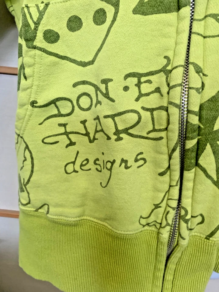 Sudadera con Capucha Don Ed Hardy Cremallera Completa Verde con Calavera Pistones Estrás Y2K Usada en Excelente Condición Muy Buena Excelente Condición Foto 4 de 4