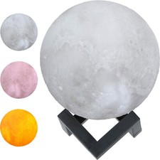 GRUNDIG Nachtlicht Mondkugel Form Ø 18 cm Tischlampe Mond Lampe 3D Nachtlampe