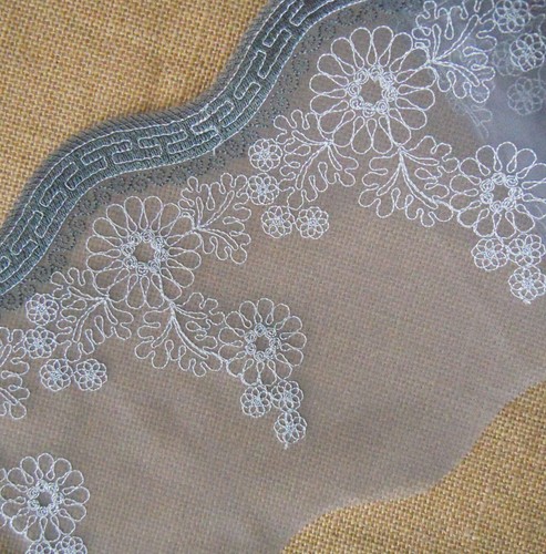 Lot 10 Yards 6.5-7.5"Wide Tulle Lace&Embroidered Flower Red,Brown,Blue,Grey h131 - Picture 4 of 6