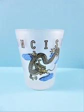 Frosted Shot Glass San Francisco Dragon Souvenir Chinatown 2 Ounce Tapered