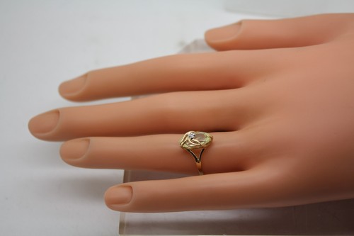 ANILLO DE CHIP CITRINO Y DIAMANTE DE ORO AMARILLO 10K FIRMADO talla 6 - Imagen 13 de 15