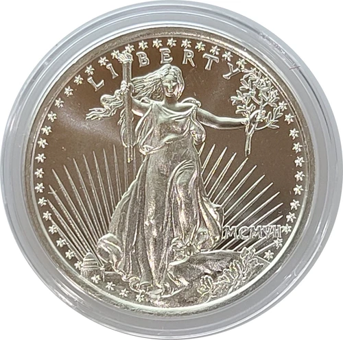 SAINT GAUDENS 1 OZ .999 FINE SILVER PREMIUM QUALITY PROOFLIKE TRIBUTE in Capsule