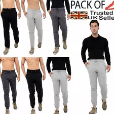 2 PACK Mens Slim Fit Tracksuit Bottoms Skinny Joggers Sweat Pants Gym Trousers
