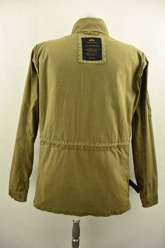 ALPHA INDUSTRIES Mens Jacket Outdoor Collared Green Brown 100% Cotton Coat sz M - Picture 12 of 15