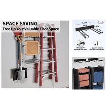 Effortless Wall-Mounted Folding Chair Storage Rack - 2 Pack, Easy Install Hooks