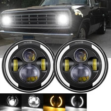 For Dodge W100 W200 W300 Pickup 7inch Round LED Headlights Halo DRL Hi/Lo Beam
