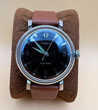 Vintage Timex Self-Wind Automatic Watch Black Dial Mechanical Running
