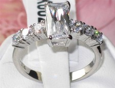 Damen CZ Ring Smaragd Klar Edelstahl 3,75ct Klar Funkelnd Elegant 002