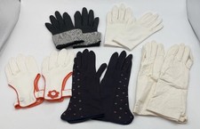 1960s Cutout Driving Gloves Orange Flower Snakeskin Black White Blue Lot of 5