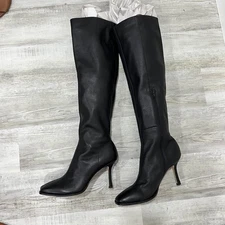 Jeffrey Campbell Black Leather Stiletto Knee High Boots Size 9.5 Women’s