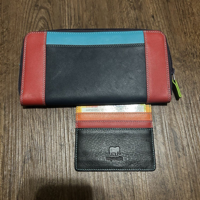 mywalit Womens Colorblock Zip-Around Wallet w/ Logo Zipper & Card Slots